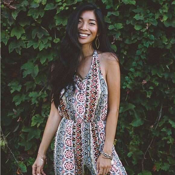 RAGA Mixed Print Halter Backless Jumpsuit Size Small Urban Outfitters - Picture 7 of 8